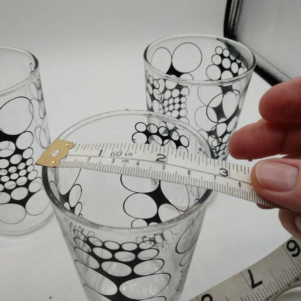 Mid Century Modern Clear w/Outlined Black Circles Libbey Juice Glass